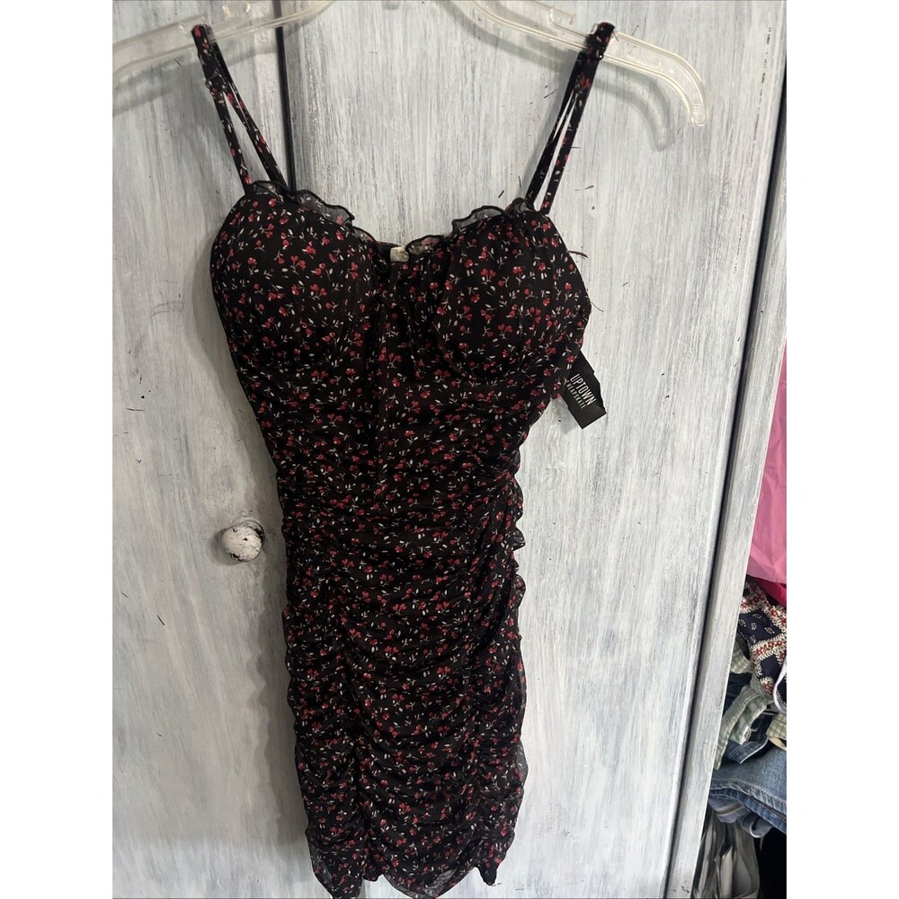 Lily Rose ruched Lace Dress NWT Xs Black Floral